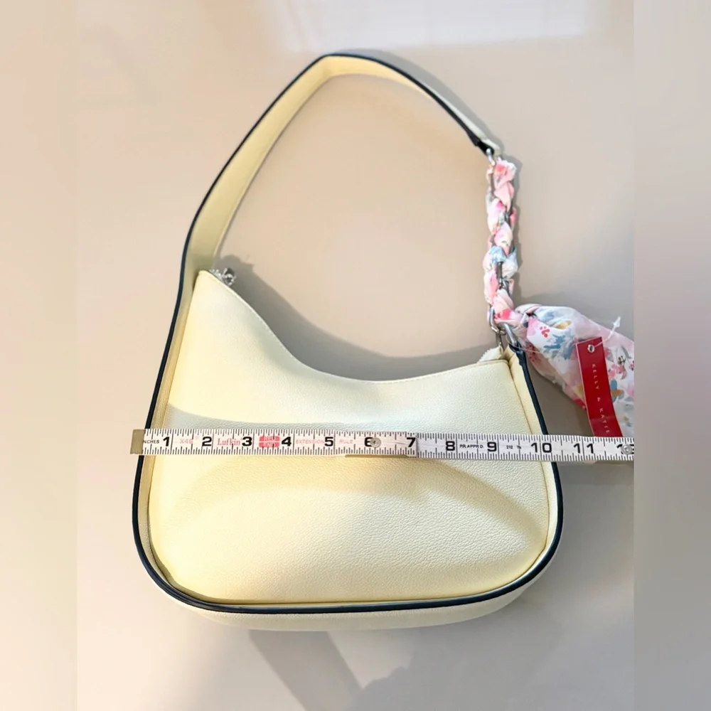 Kelly & Katie Elegant Yellow Cream Shoulder Bag with Floral Scarf